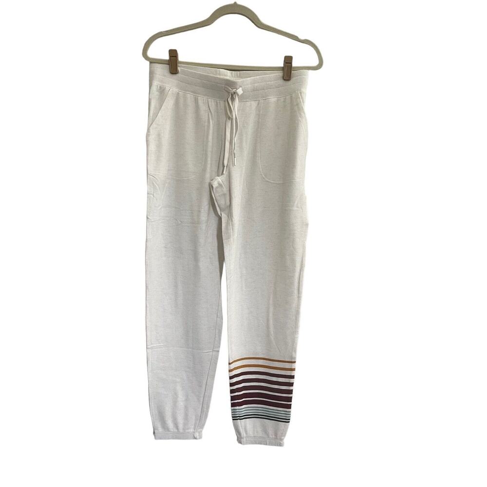 P.J. Salvage Cream Joggers with Multicolor Stripe Cuff